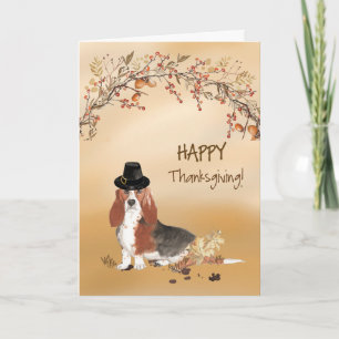 Cartão Basset Hound Engraçado Pilgrim Que Ação De Graças