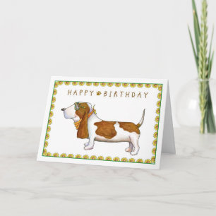Cartão Basset Hound Happy Birthday