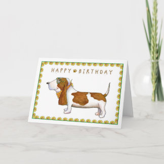 Cartão Basset Hound Happy Birthday