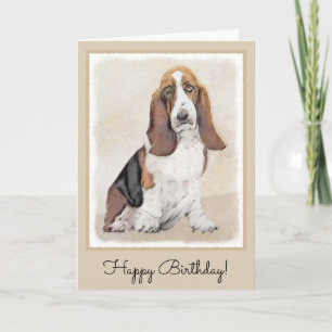 Cartão Basset Hound Painting - Cute Original Dog Art