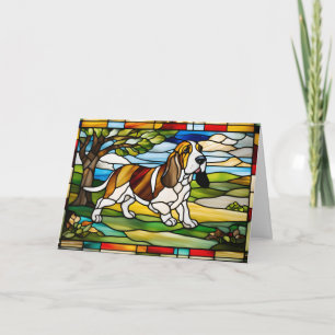 Cartão Basset Hound Stainha Glass