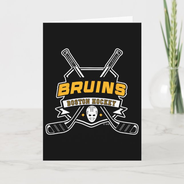 Cartão Bastões de Hóquei Boston Bruins Preto Licenciado O (Frente)
