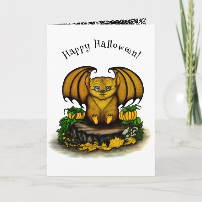 Cartão Bat Bonito do Halloween (Frente)