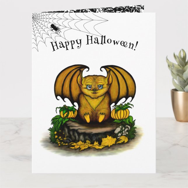 Cartão Bat Bonito do Halloween (Planta pequena)