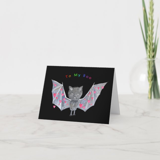Cartão Bat Bonito para o meu Namorados Boo Love (Frente)