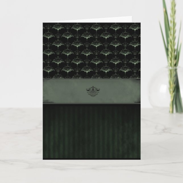 Cartão Bat Damask - Moss Escuro (Frente)