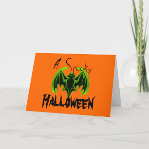 Cartão Bat Green Spooky Halloween MUSEUM Zazzle Gifts