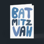 Cartão BAT MITZVAH Letras Bolha Modernas Personalizáveis<br><div class="desc">Texto desenhado à mão por mim para você. Adicione seu próprio texto ao interior do cartão ou altere as cores do fundo. Para mais designs e cores, verifique minha loja! Ou me avise se você gostaria de algo personalizado. Eu também tenho papel de embrulho correspondente e, claro, versões de Bar...</div>