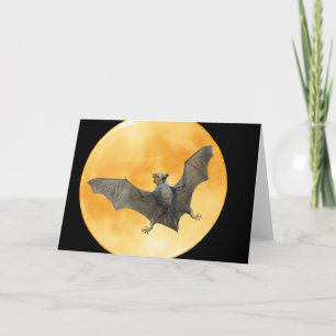 Cartão Bat Squirrel Moon Halloween Card