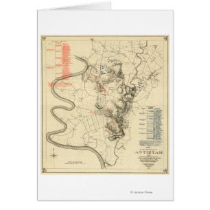 Cartão Batalha de Antietam - mapa panorâmico 4 da guerra