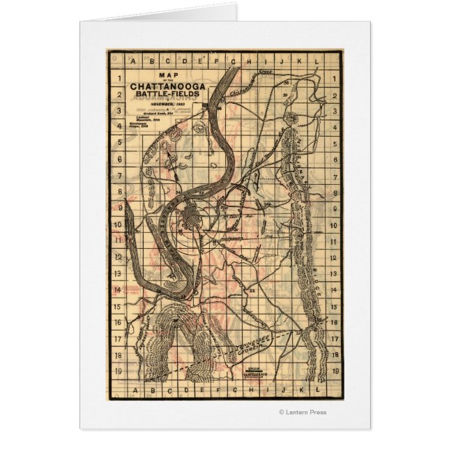 Cartão Batalha de Chickamauga - Mapa Panorâmico da Guerra (Frente)
