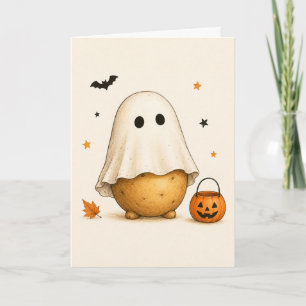 Cartão Batata engraçada fantasma Feliz Halloween