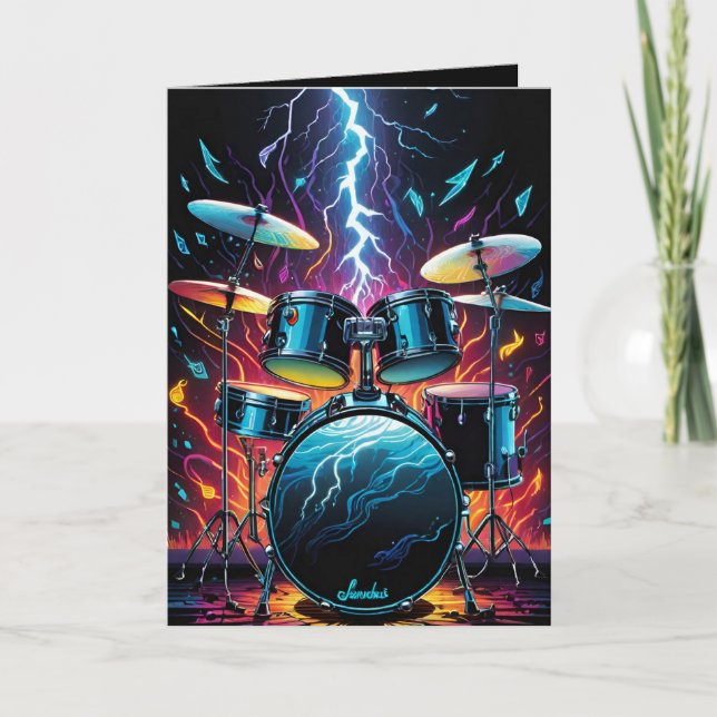 Cartão Bateria Branca Bater um Ritmo (Frente)