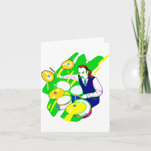 Cartão Baterista Vestindo Cópias Amarelas do Colete Gráfi