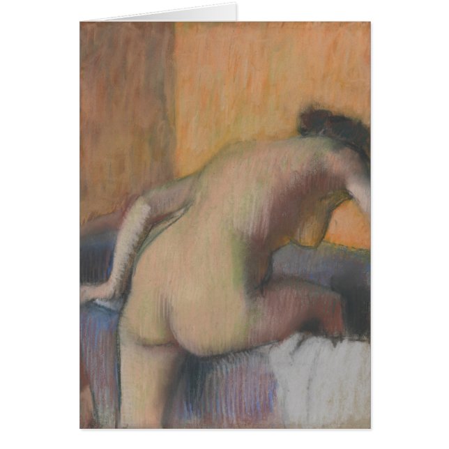 Cartão Bather de Edgar Degas | que pisa em uma cuba (Frente)