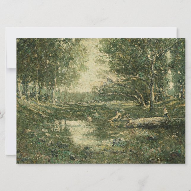 Cartão Bathers in Green Woodland Landscape (Arte Vintage) (Frente)