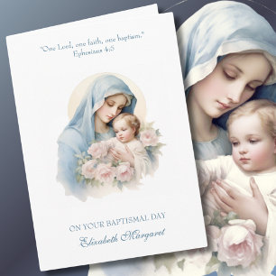 Cartão Batismo de Afilhada Bebê Menina Crisma Maria Jesus