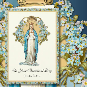 Cartão Batismo Infantil Crisma Religioso Virgem Maria 