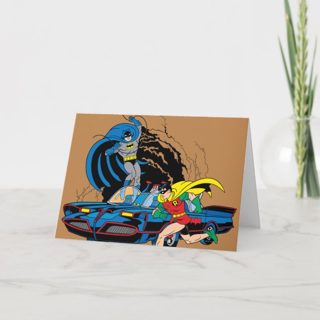 Cartão Batman E Robin Em Batcaverna (Frente)