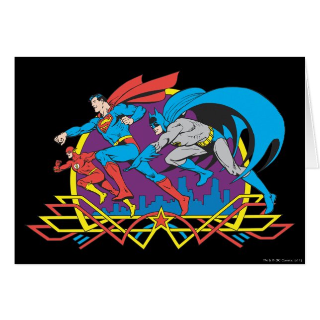 Cartão Batman + Super-Homem + Flash (Frente Horizontal)