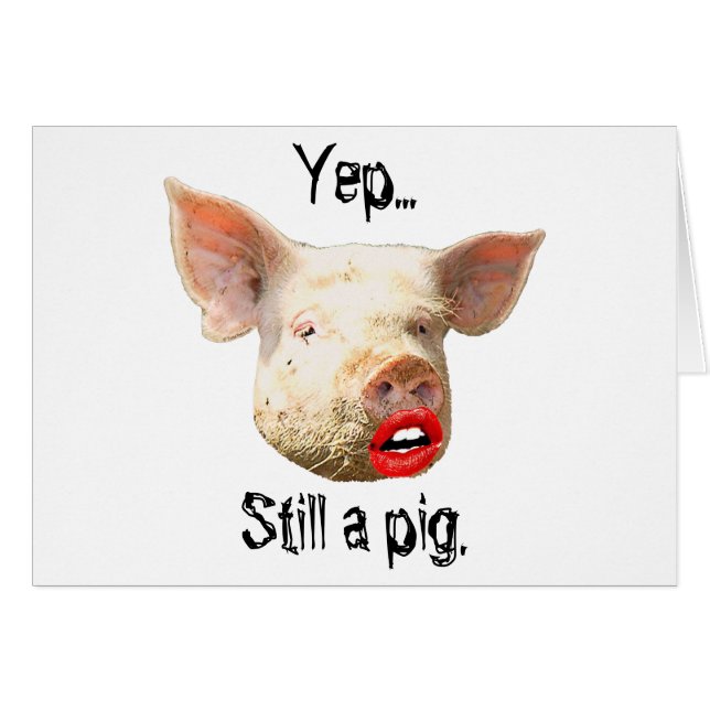 Cartão Batom em um porco (Frente Horizontal)