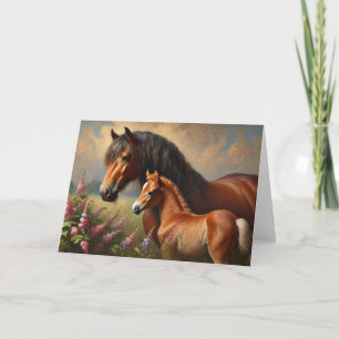 Cartão Bay Mare com uma pintura de flores selvagens de Fo