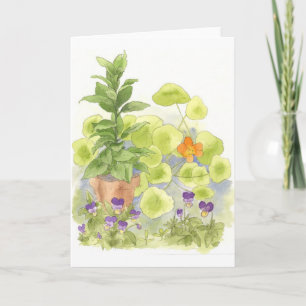 Cartão Bay Nasturtium Watercolor Flower Art Note Card