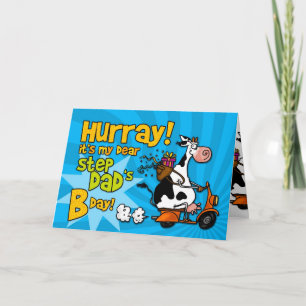 Cartão bd vaca patinete - pai do degrau