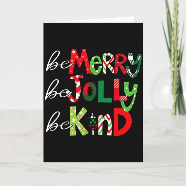 Cartão Be Merry Be Jolly Be Kind Merry Christmas Teacher  (Frente)