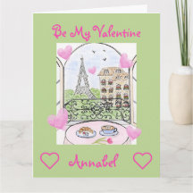 Be Mine Valentines Watercolor Paris Eiffel Tower