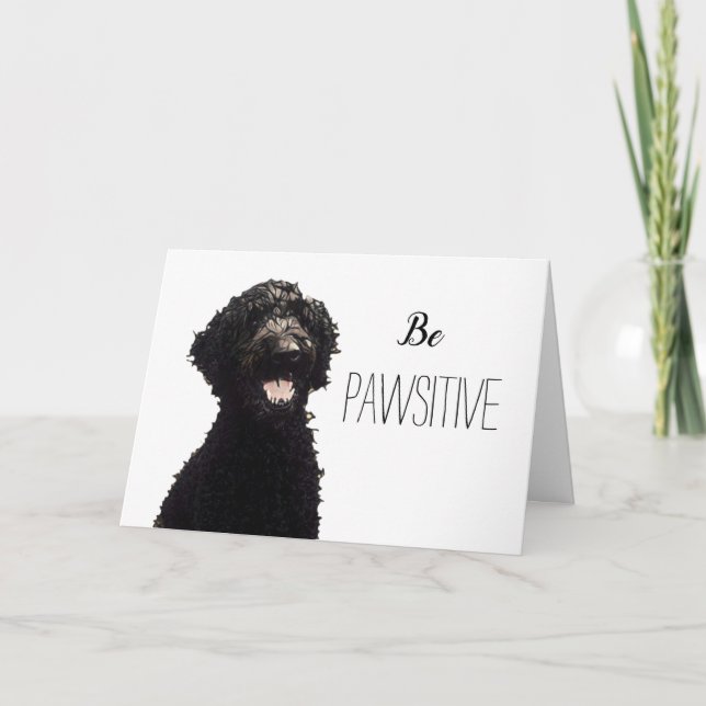 Cartão Be Pawsitive - Labradoodle (Frente)