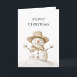 Cartão Beach Coast Snowman Christmas<br><div class="desc">Beach Coast Snowman Christmas</div>