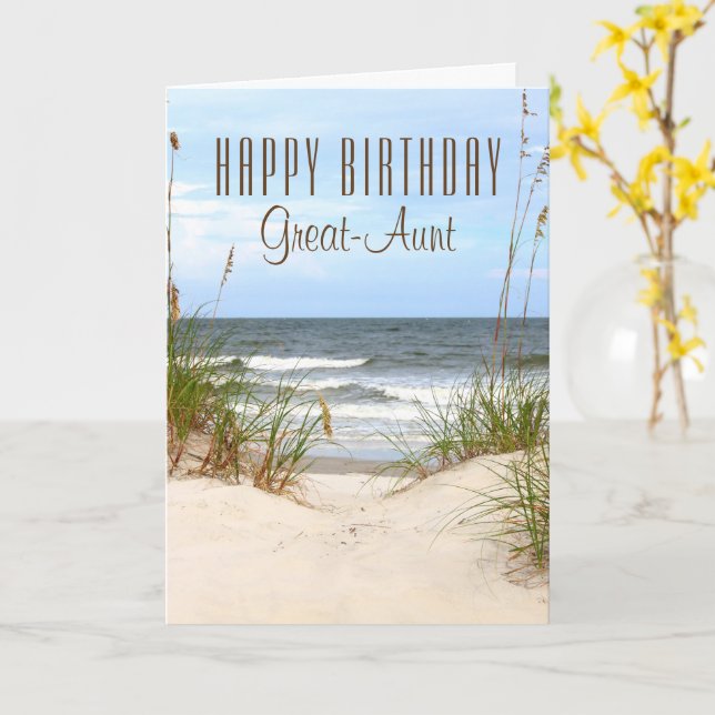 Cartão Beach Great-Aunt Birthday (Flor Amarela)