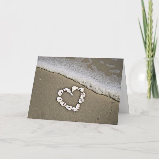 Cartão Beach Heart em Seashells (Frente)