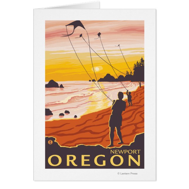 Cartão Beach & Kites - Newport, Oregon (Frente)