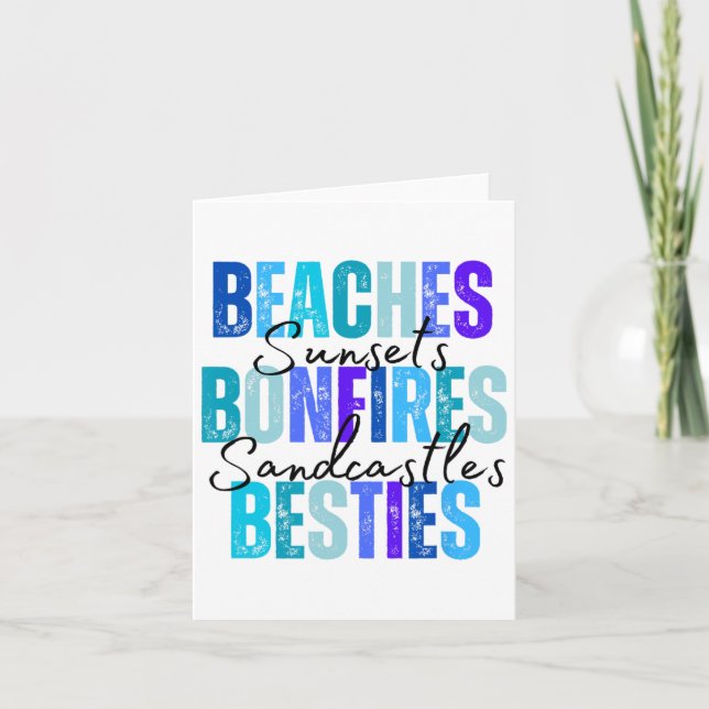 Cartão Beaches Bonfire Besties (Frente)