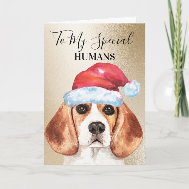 Cartão Beagle Christmas quer ser bonitinho para os humano (Frente)
