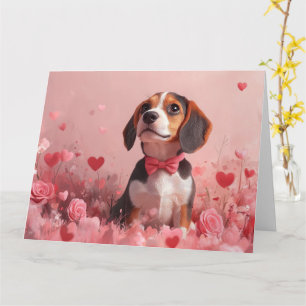 Cartão Beagle com Rosas - Dia dos Namorados