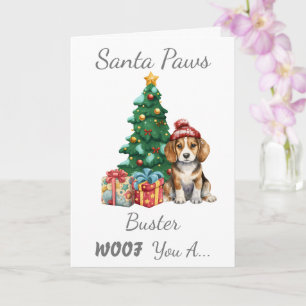 Cartão Beagle de Cães de Natal Personalizável