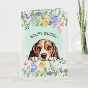 Cartão Beagle de Páscoa Bonito Personalizável
