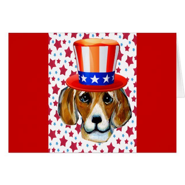 Cartão Beagle do 4 de Julho (Frente Horizontal)