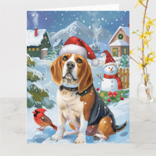 Cartão Beagle Dog Winter Wonderland Natal Joy