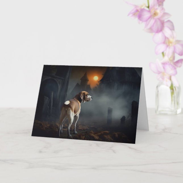 Cartão Beagle Halloween Assustador (Orquídea)