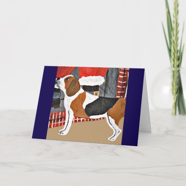 Cartão Beagle Latindo para o Papai Noel (Frente)