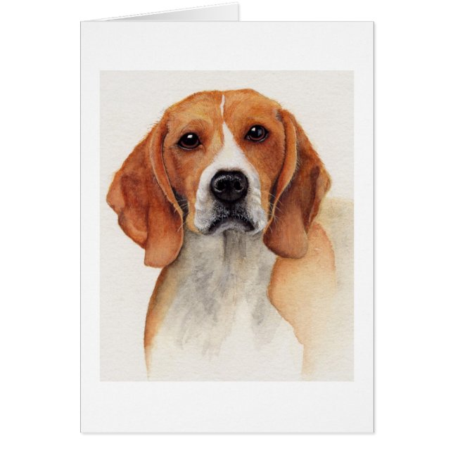 Cartão Beagle Pintado em Aquarela (Frente)