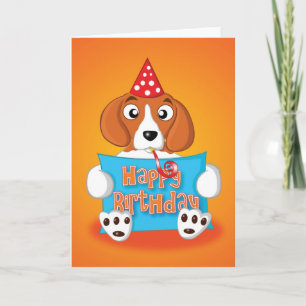 Cartão beagle - sinal - feliz aniversário