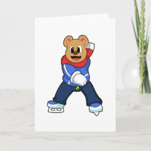 Cartão Bear at Ice skating with Ice skates