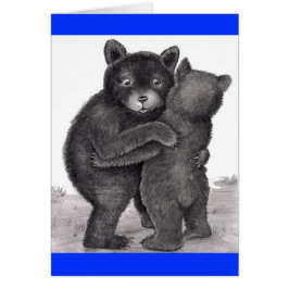 Cartão Bear Hug. Dois ursos se abraçando na natureza