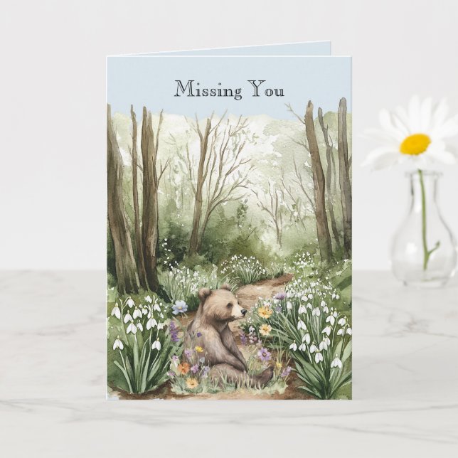 Cartão Bear in the Woods Missing You (Planta pequena)
