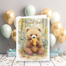 Cartão Bear Themed Thank You Note for Baby Shower Gifts